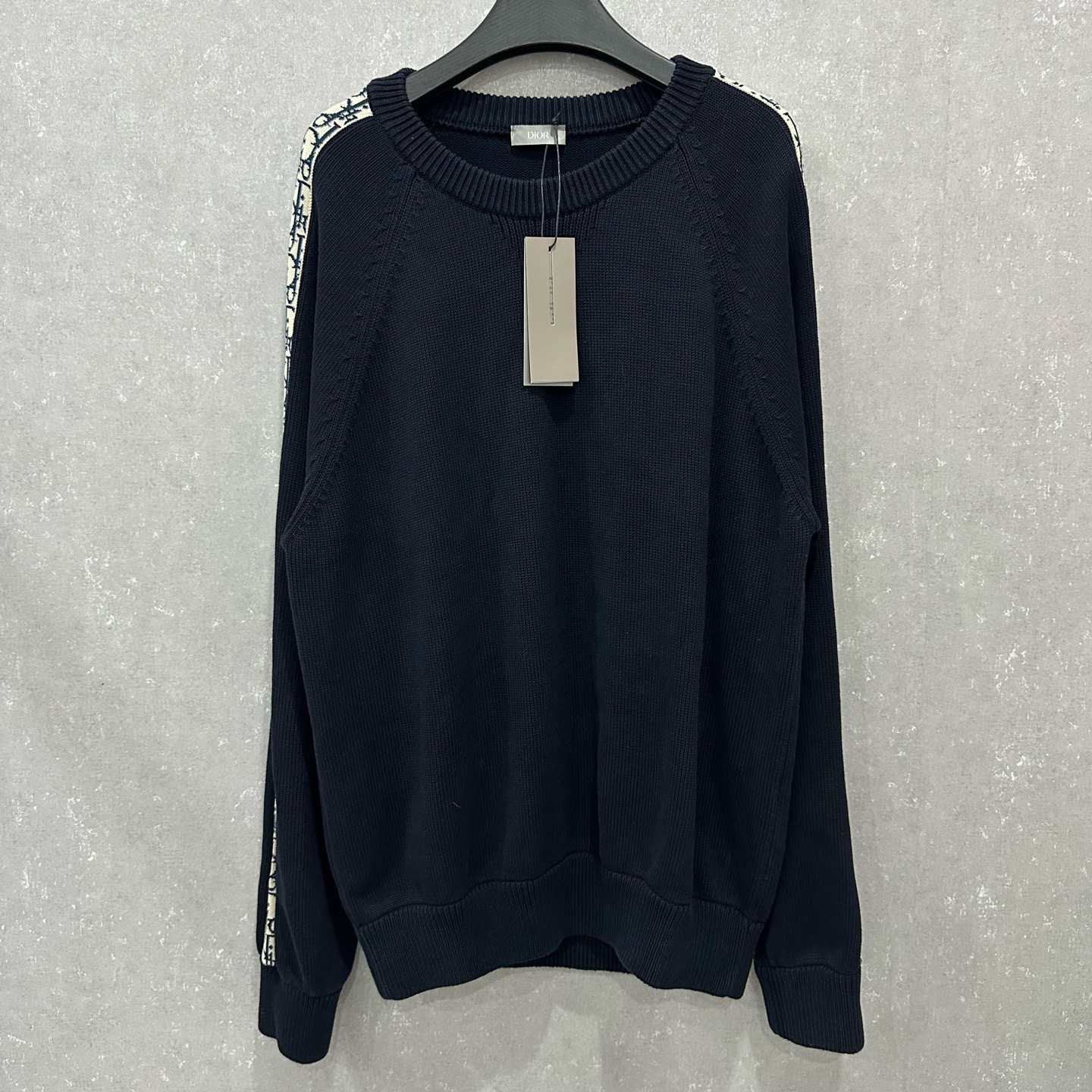 未使用 DIOR/迪奥 黑蓝色手臂满logo毛衣 XL码 006297