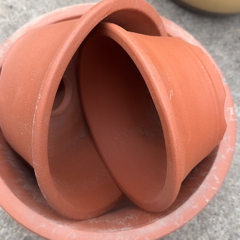 紫砂宜兴紫砂花盆红泥碗盆三个