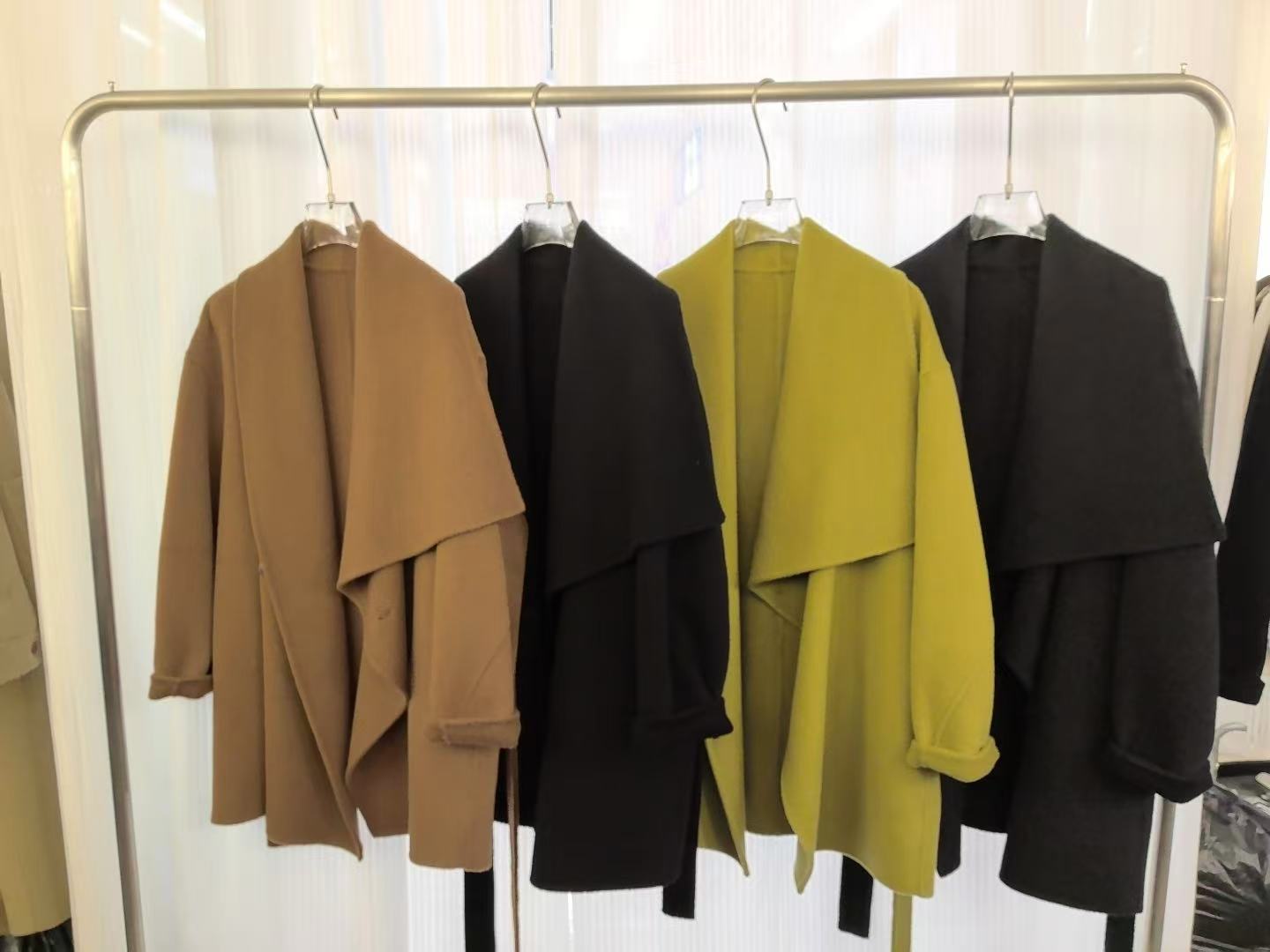 SU.KK荡领山羊绒高支绵羊毛双面呢手工大衣气质设计师