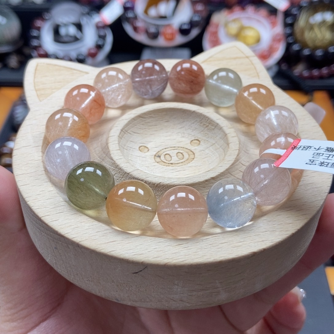 水晶彩兔毛手链13毫米未镶嵌