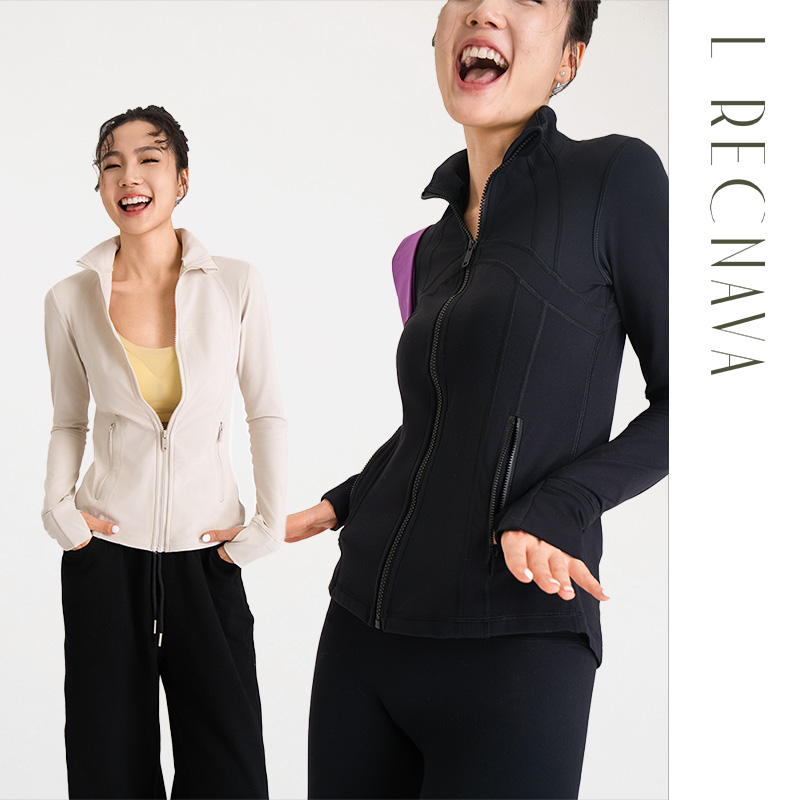 LRECNAVA芮柯纳未高弹薄绒立领修身瑜伽跑步运动透气外套女春秋