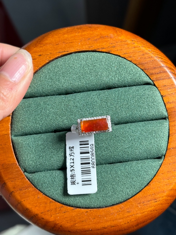 天然缅甸A货翡翠红翡戒指马鞍s925