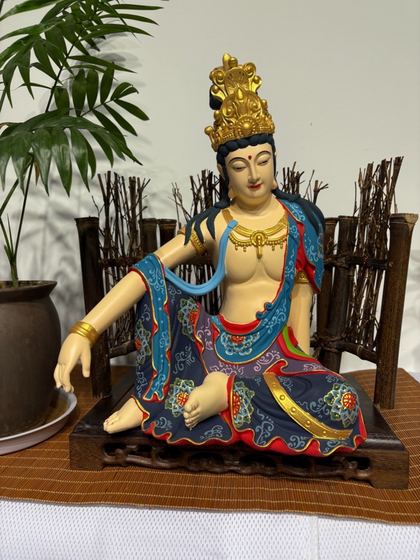 禅意自在观音30x25x15摆件中式客厅玄关店铺造景布置装饰3