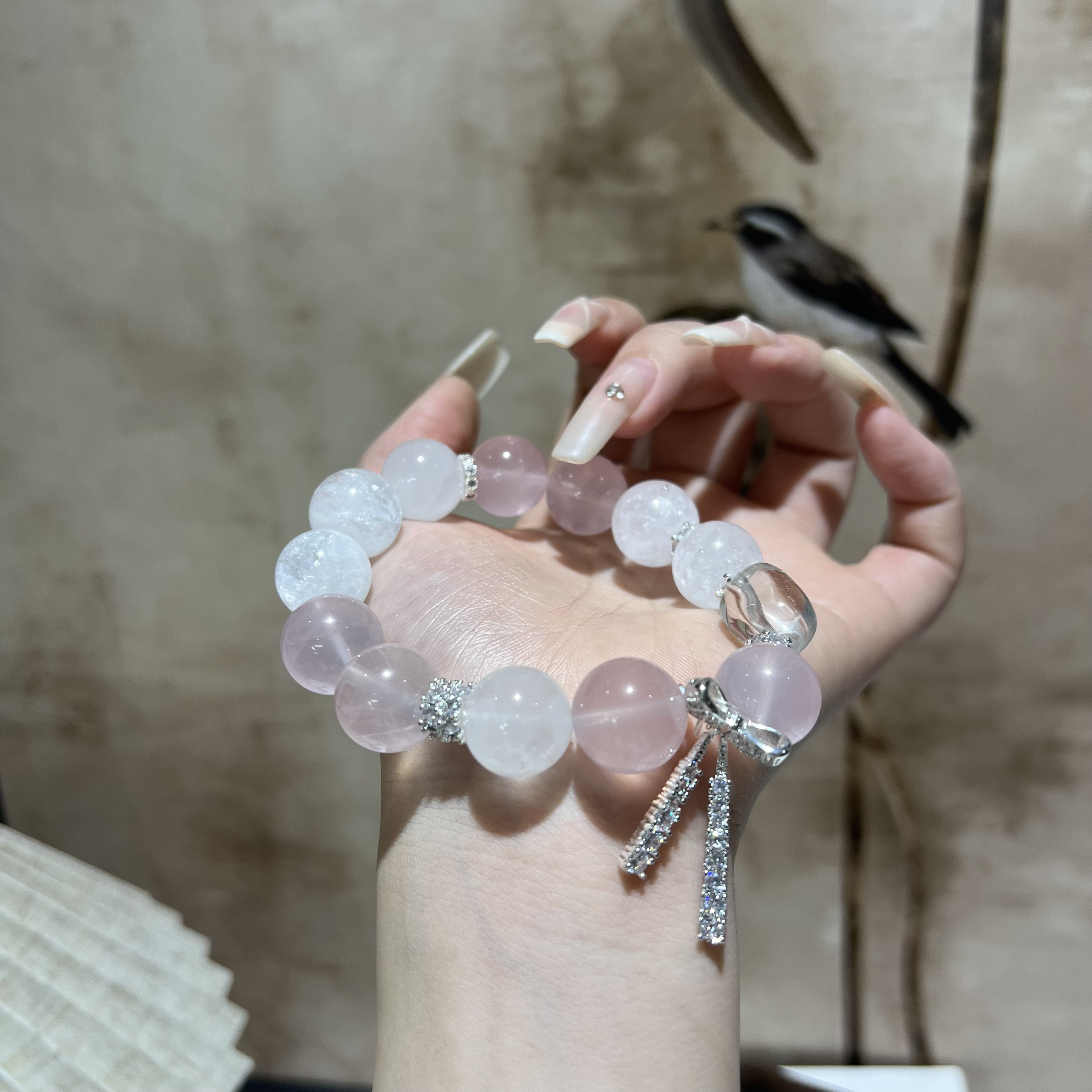 【月月家】C193天然水晶 原创设计款手链14-15MM