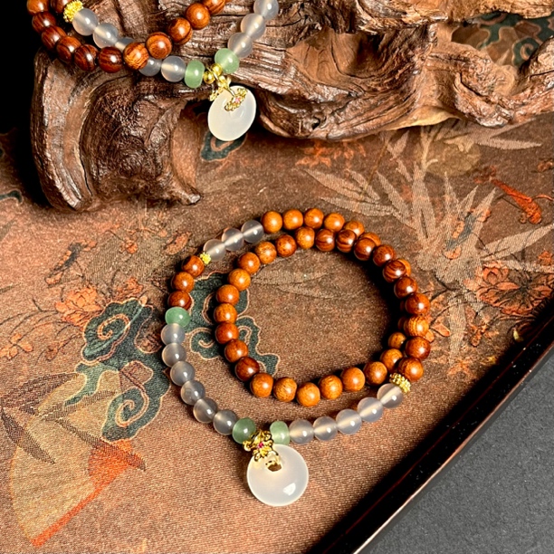 花梨木两圈手串6mm+手链O6007多样性发其一清新时尚