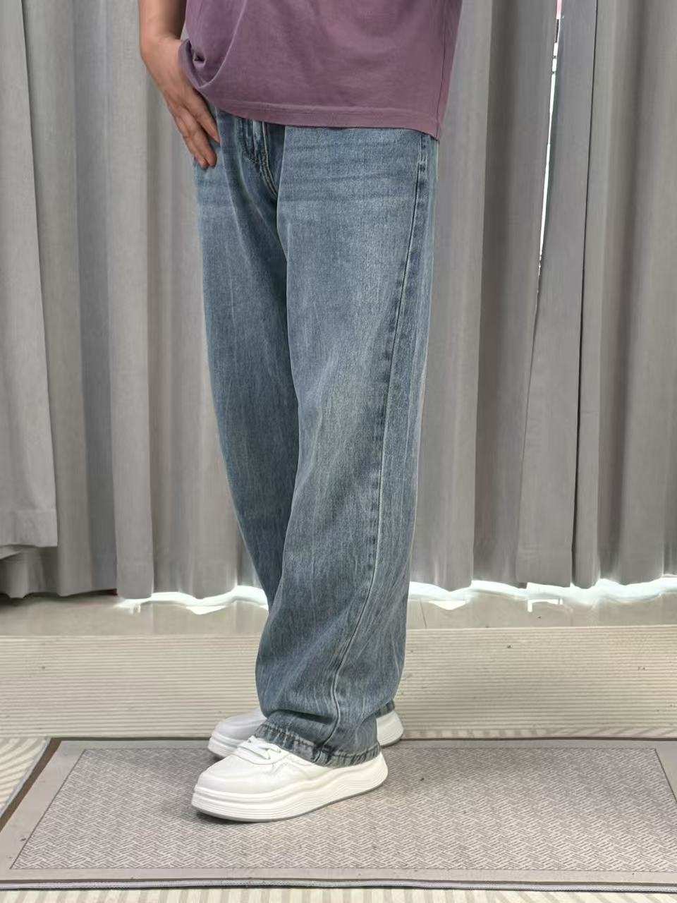 2025夏季冰丝莱赛尔扎痕水洗基础休闲百搭时尚潮流牛仔长裤子男
