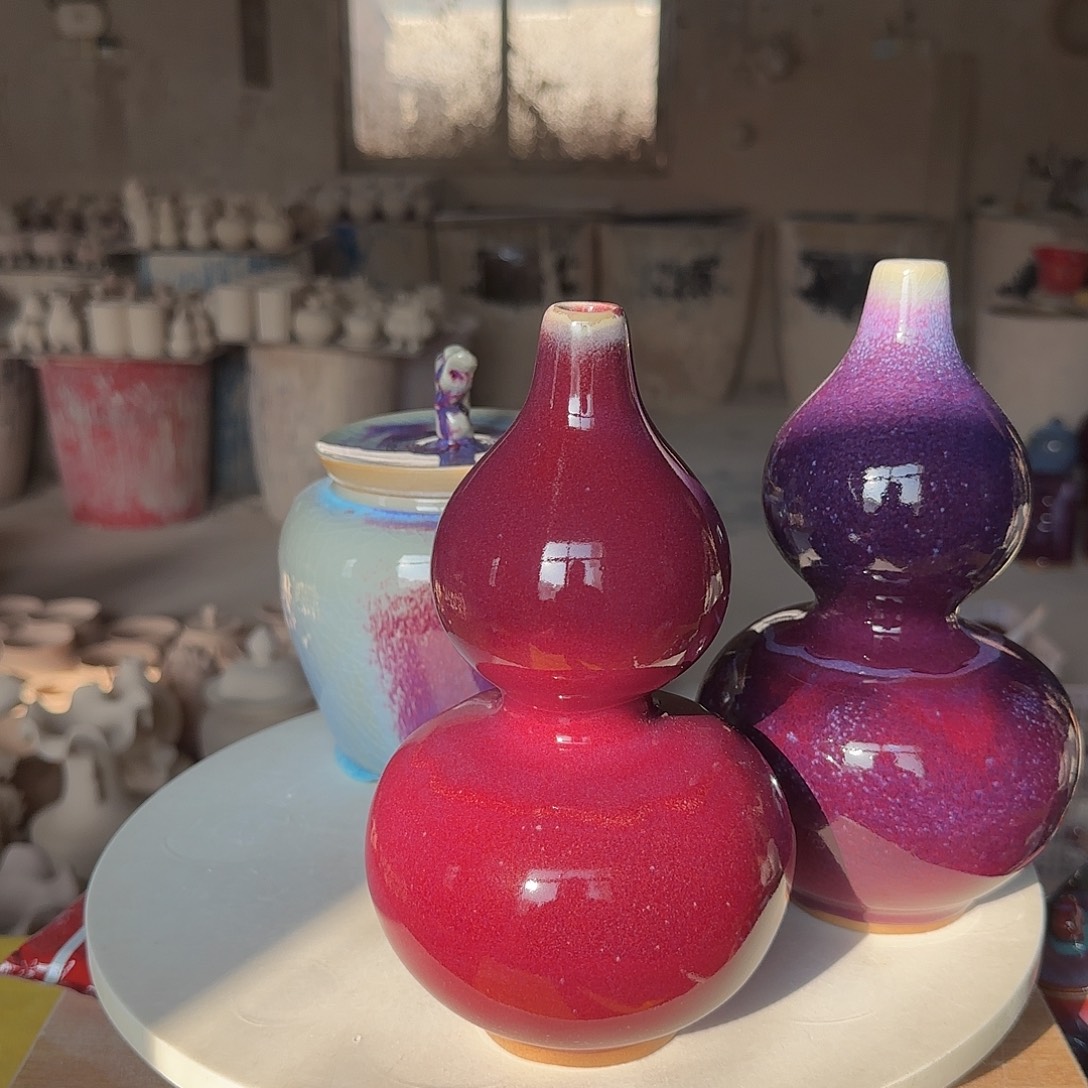 摆件陶郑家钧窑微瑕