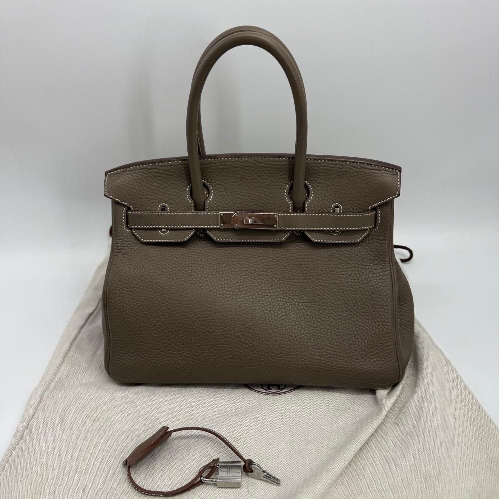 99新 Hermes/爱马仕 爱马仕BK30大象灰银扣T手提包8465009