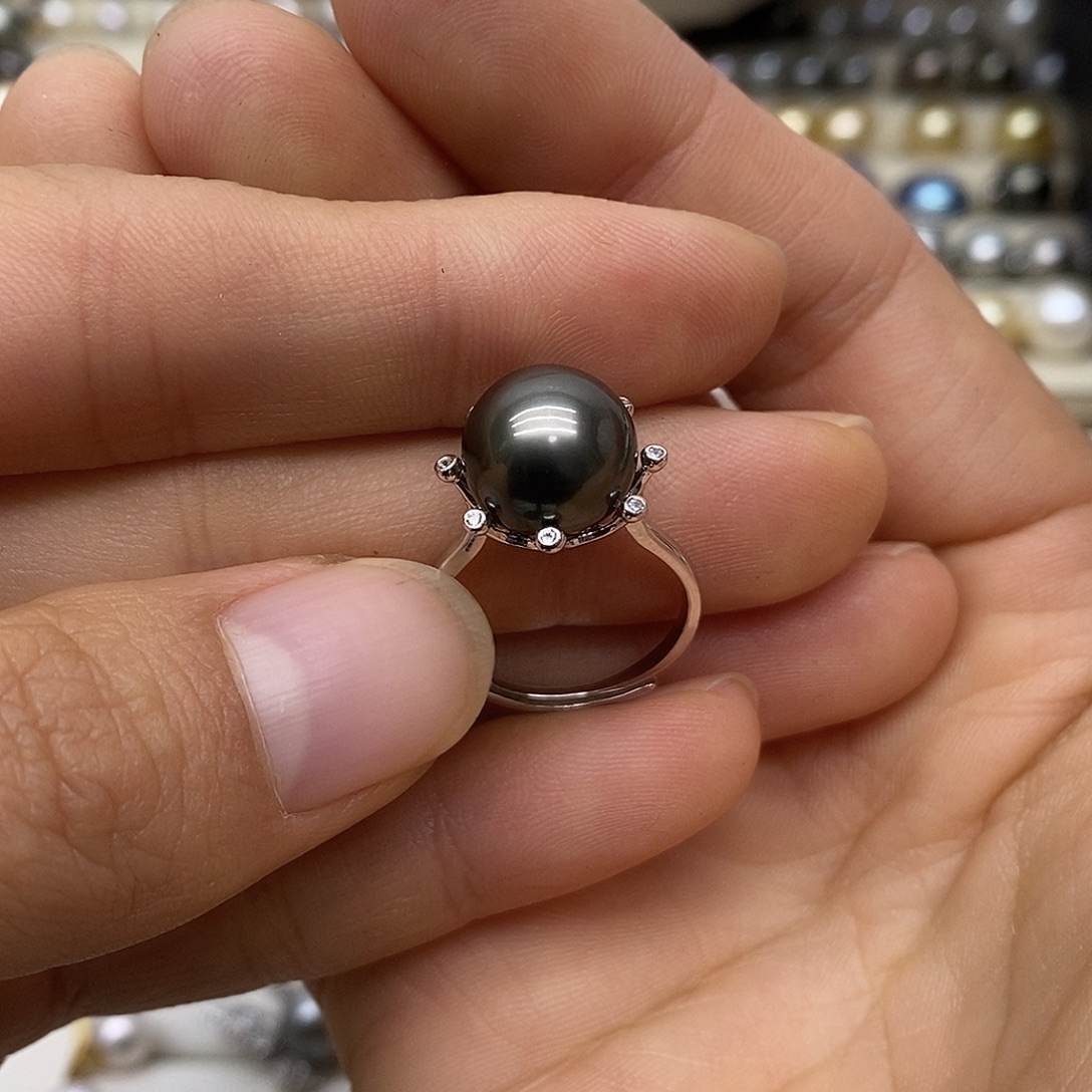 戒圈海水珍珠银S925镶嵌
