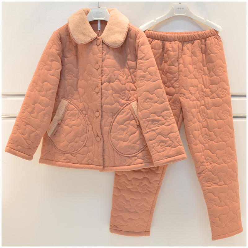 妮可雅品牌睡衣女士秋冬夹棉家居服21374