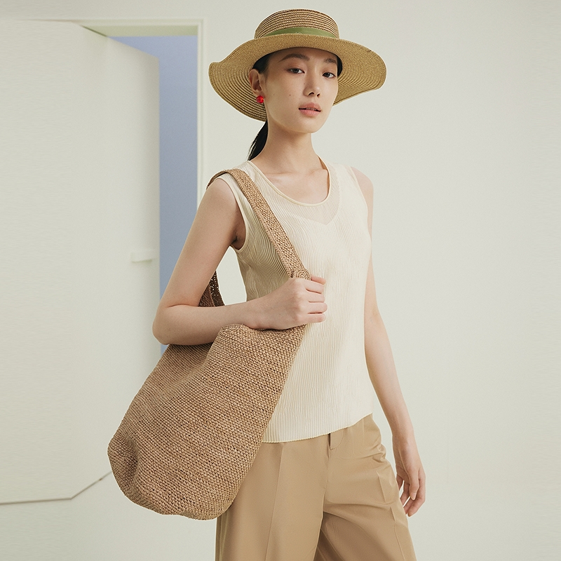 【粉丝专属】firststation百搭圆领波浪褶无袖小背心女5122A