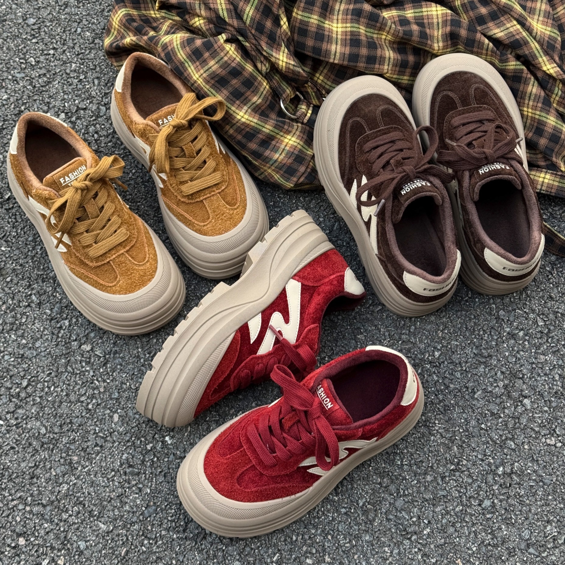 复古厚底加绒百搭时尚休闲女鞋韩版冬季德训鞋