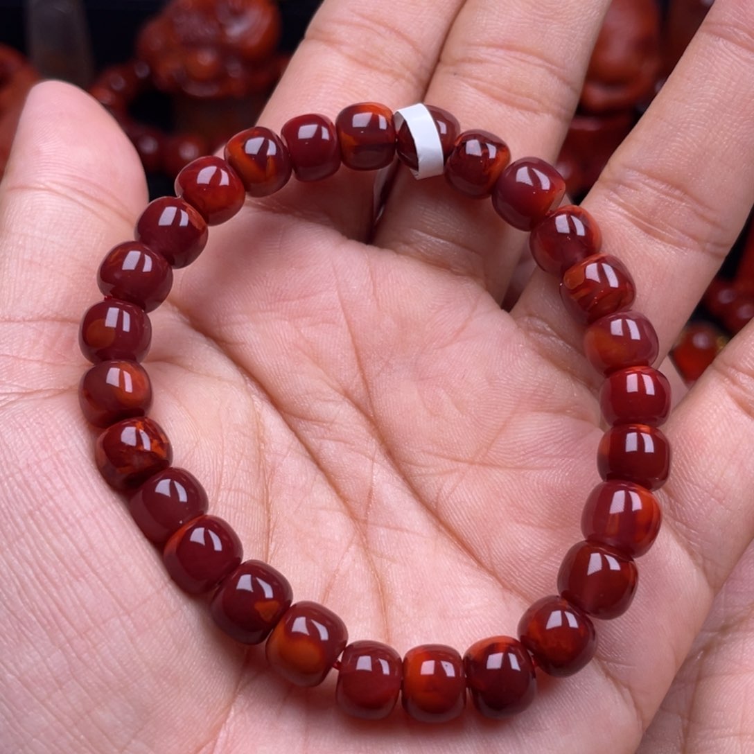 南红玛瑙珠宝奇石未镶嵌单圈8mm