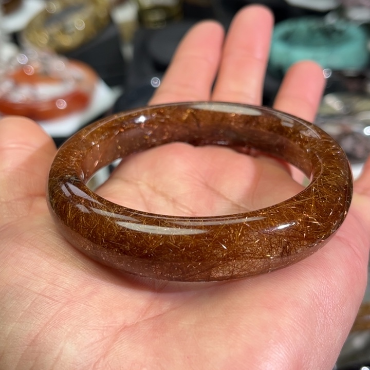 水晶手镯未镶嵌程*子天然红铜发手镯