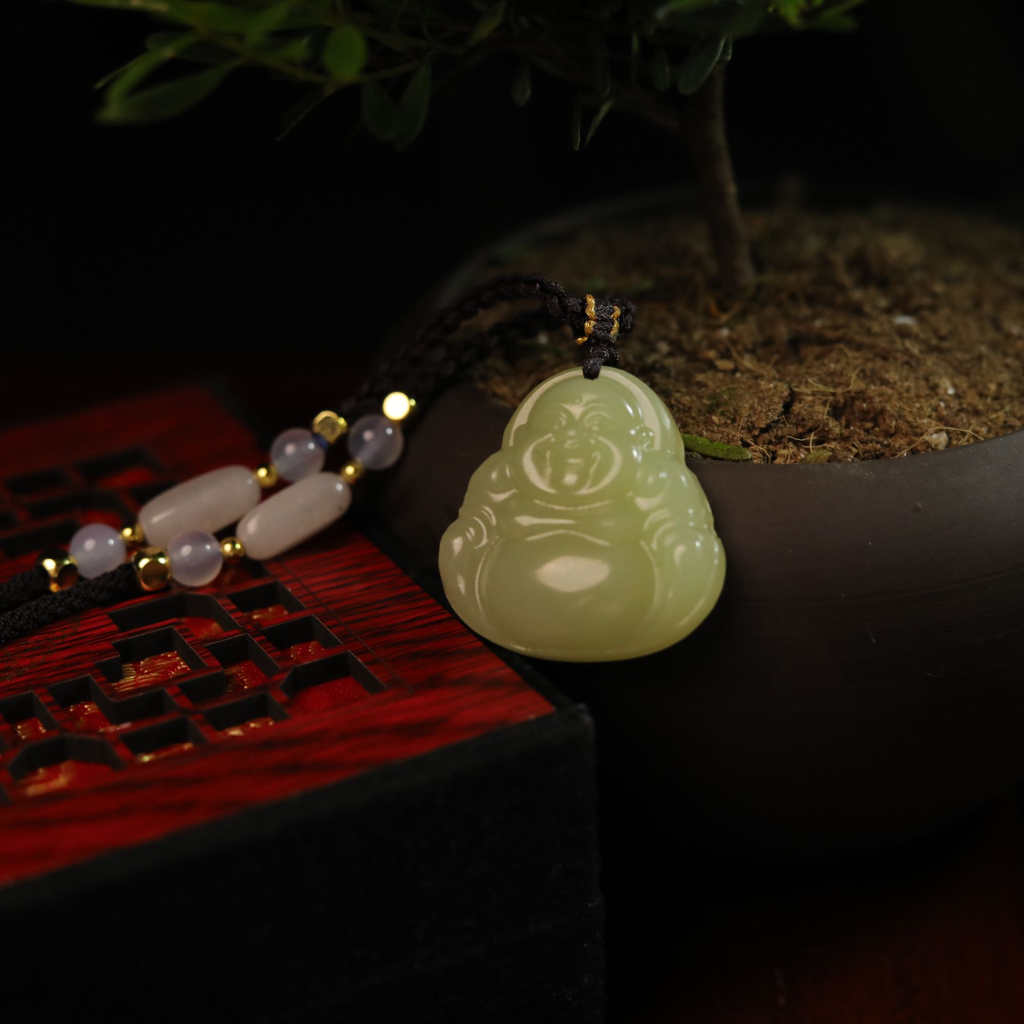 【雷总专属】新疆和田玉黄口料鸡油黄时尚精美双面大佛公吊坠 赠链