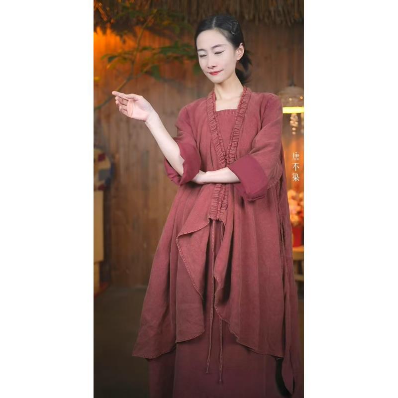 唐不染-风语62503/亚麻文艺禅意田园诗意连衣裙