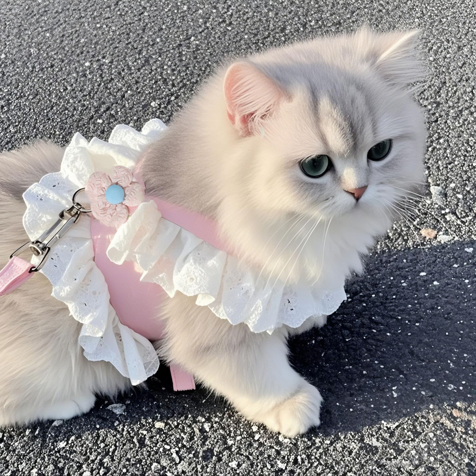 猫咪牵引绳可调节带小花jk裙宠物衣服胸背带外出专用防挣脱遛狗绳