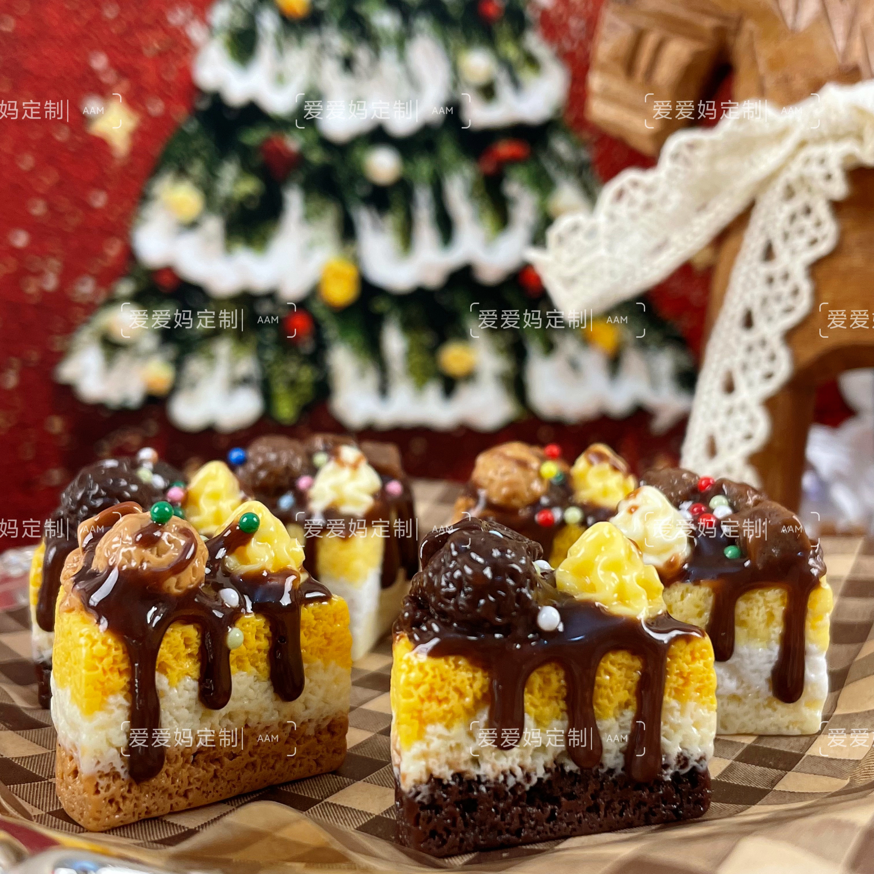 爱爱妈定制慕斯蛋糕树脂微缩食玩 手机链diy材料配饰