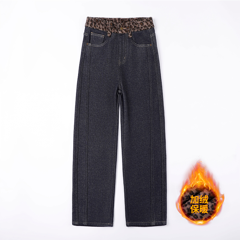 【偏若惊鸿】YD059秋冬加厚加绒窄版弯刀裤牛仔裤保暖显高显瘦