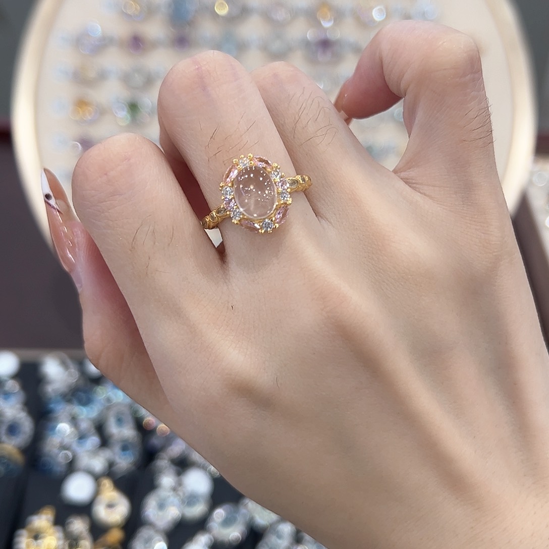 蛇纹石玉银S925镶嵌戒指