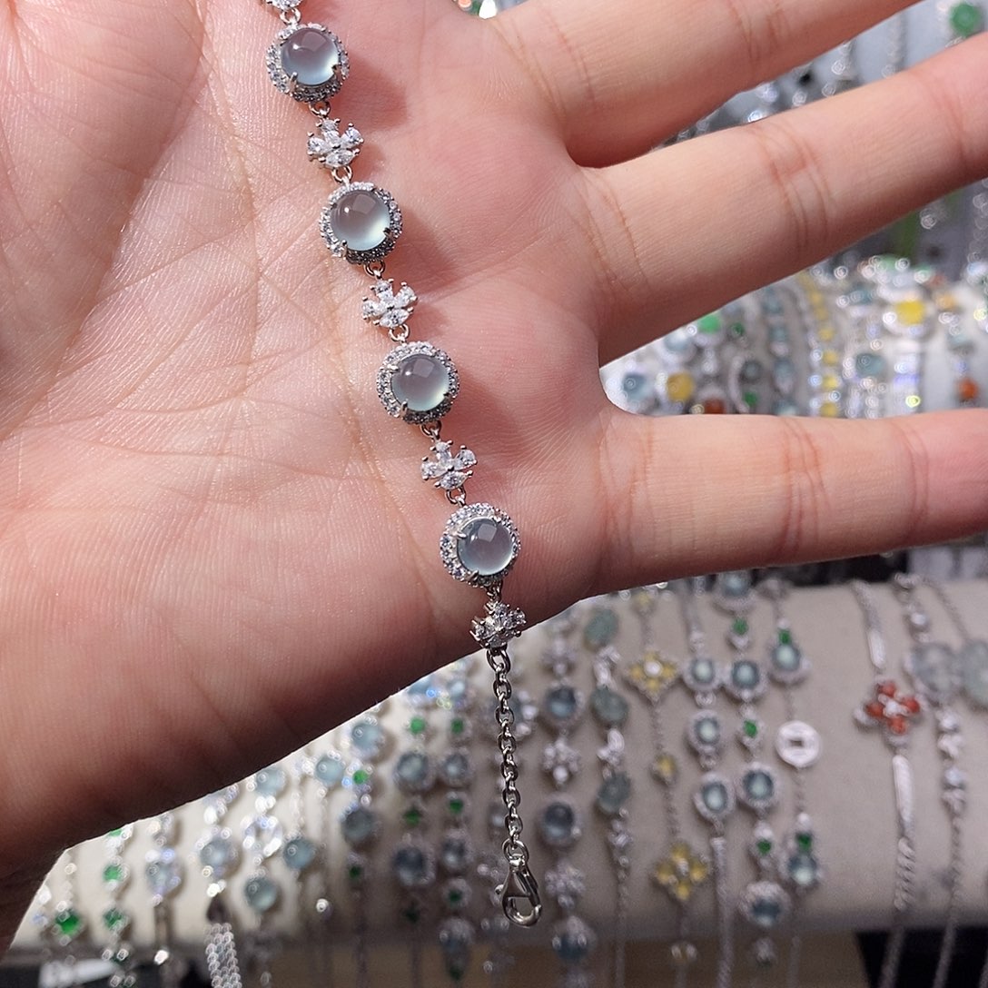 翡翠银S925镶嵌手链