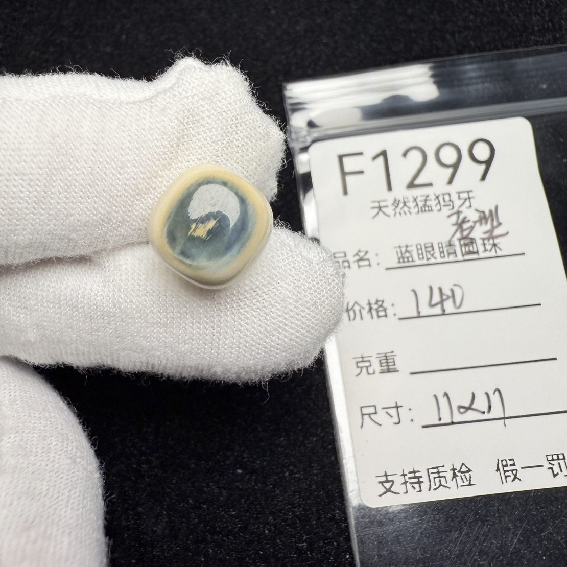 F1299天然猛犸象牙蓝皮老型桶珠墩子顶珠配珠配饰11*11mm