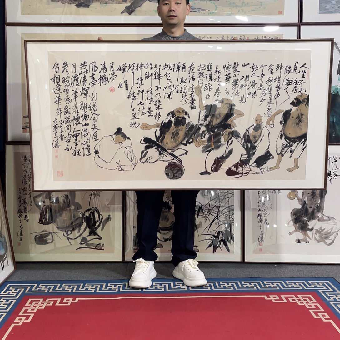 国画手绘画作品带框80/160