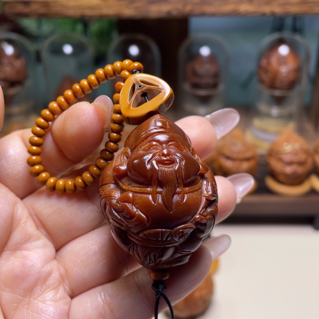 佛螺菩提吊坠玉华财神链子富贵脸