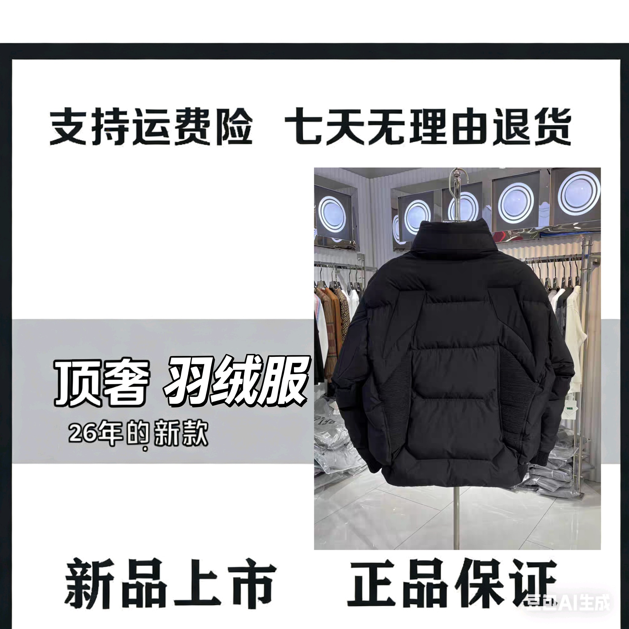 (C431)26年新品首发百搭小众潮流机甲风保暖男女同款90羽绒服外套