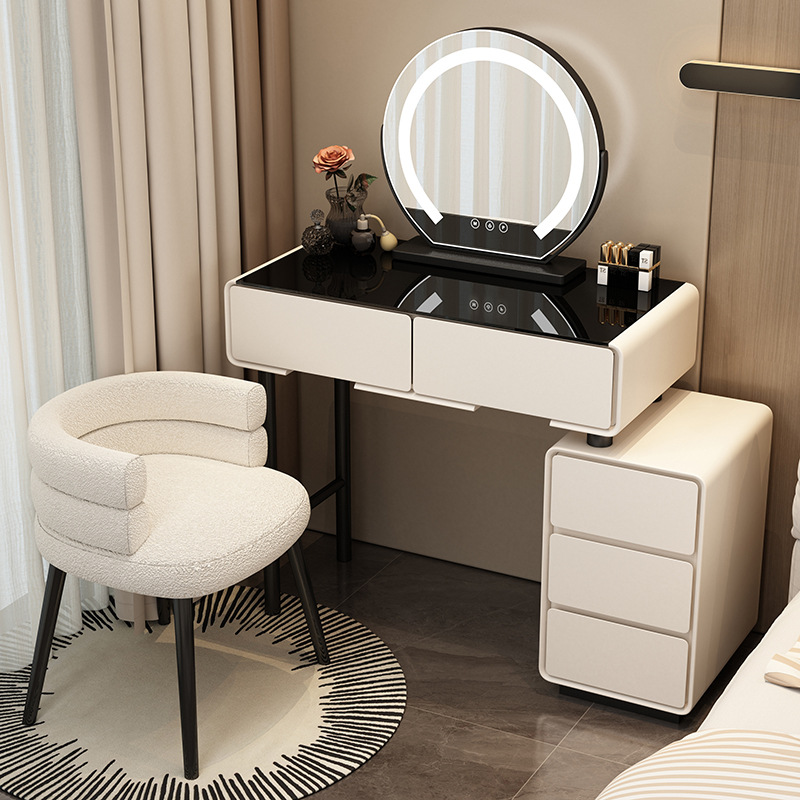 梳妆台家用简约岩板桌面带抽屉大容量化妆台床头收纳柜一体化妆桌