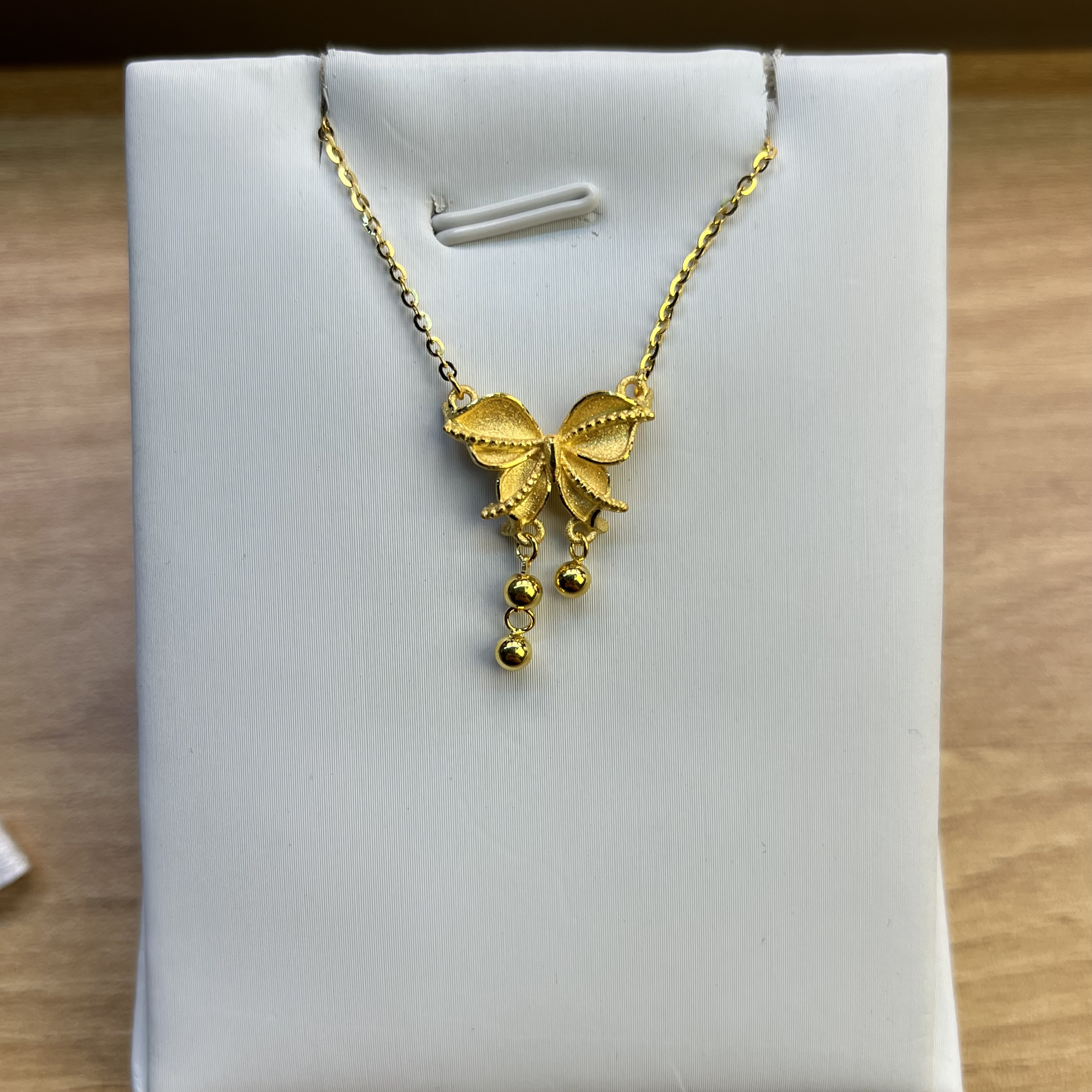 纯万福足金999黄金5g工艺单个实心蝴蝶黄金套链吊坠黄金按克卖