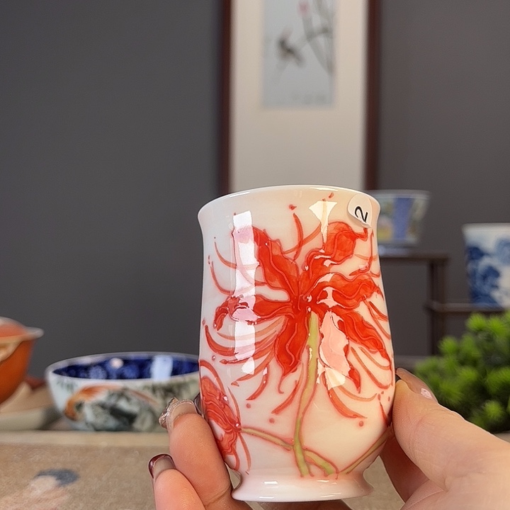 摆件景德柴烧茶杯多人