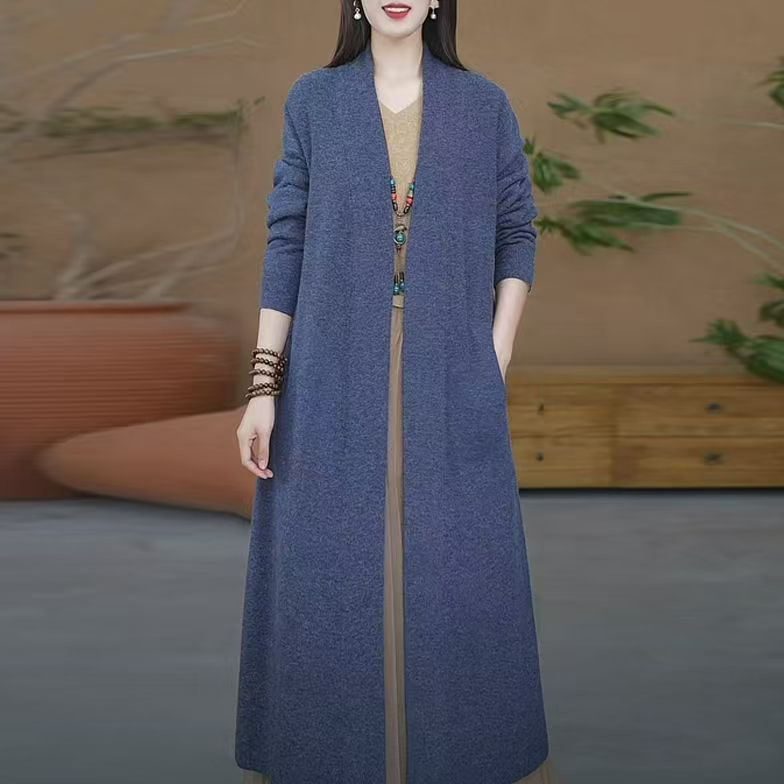 女毛针织衫时尚优雅修身针织开衫长袖百搭纯色加厚气质