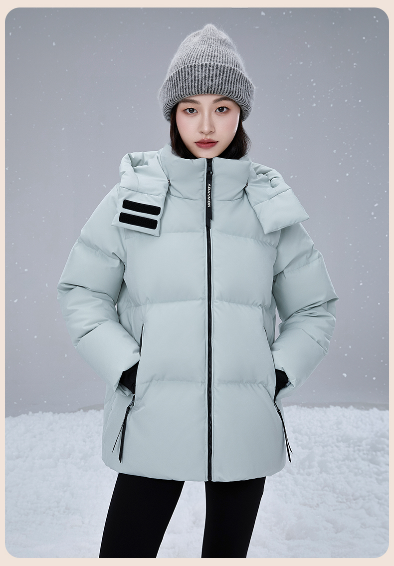 【共青城羽绒服】（雁羽·爱丹蒙）90白鸭绒短款宽松可拆帽加厚羽绒服