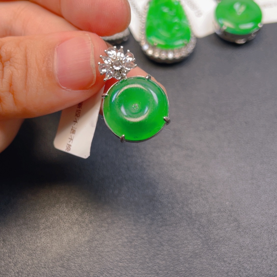 吊坠(不含链)银S925镶嵌翡翠