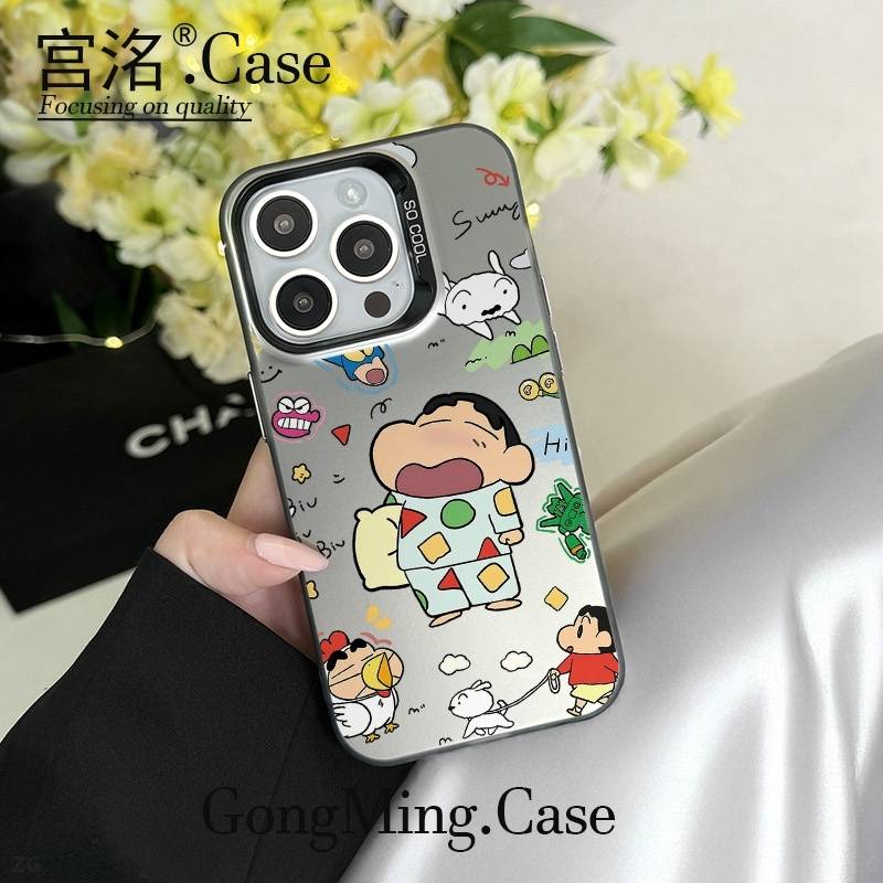 蓝睡衣小新拼图彩银壳适用于iPhone苹果17手机壳华为oppo小米手机