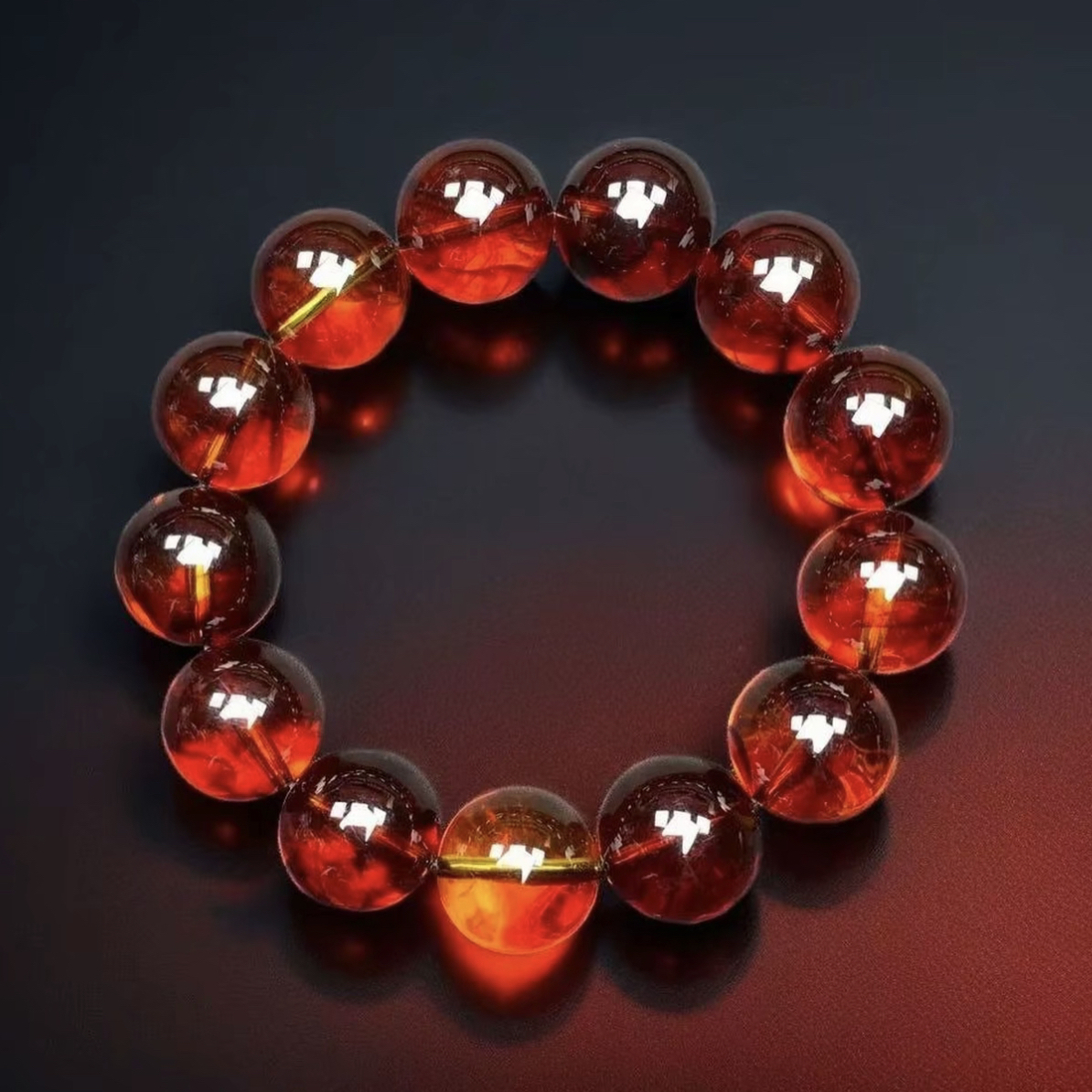 非金属树脂手链 血药珀10MM透亮手串