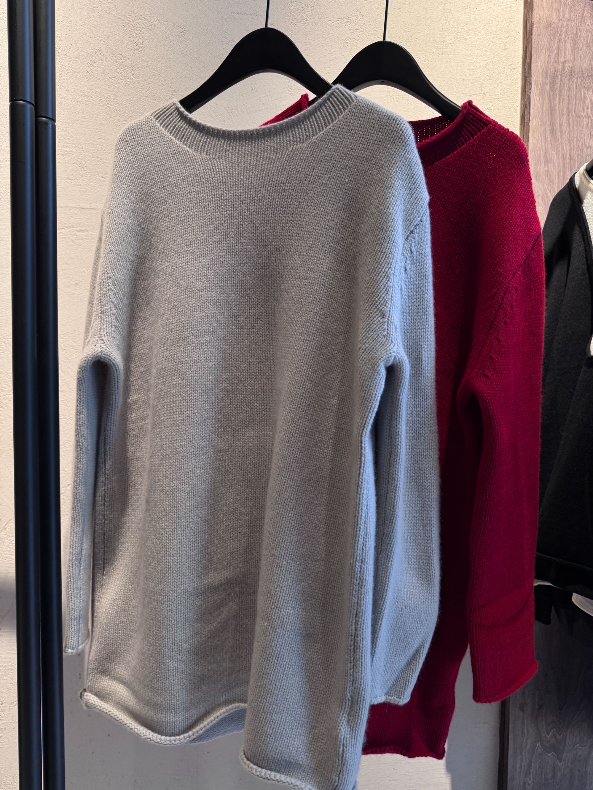 极简叠穿卷边羊毛衫中长款美丽奴羊毛百搭