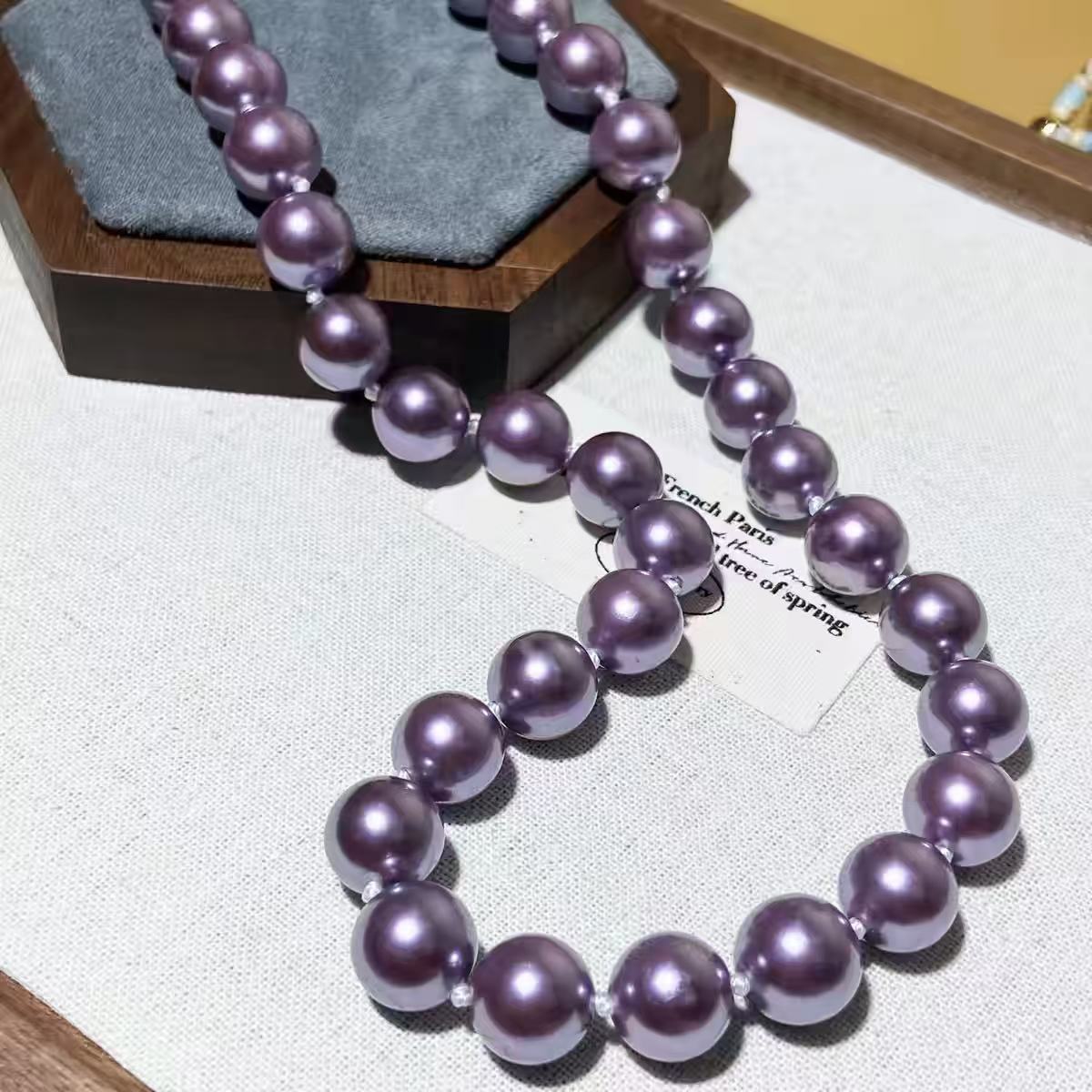 天然淡水珍珠紫珠项链9-11