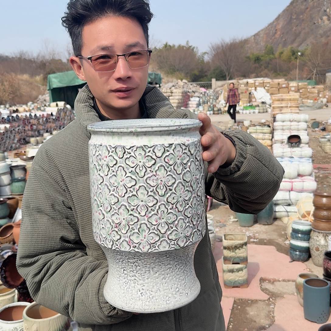 紫砂花盆口20高30（一个菠萝白彩色