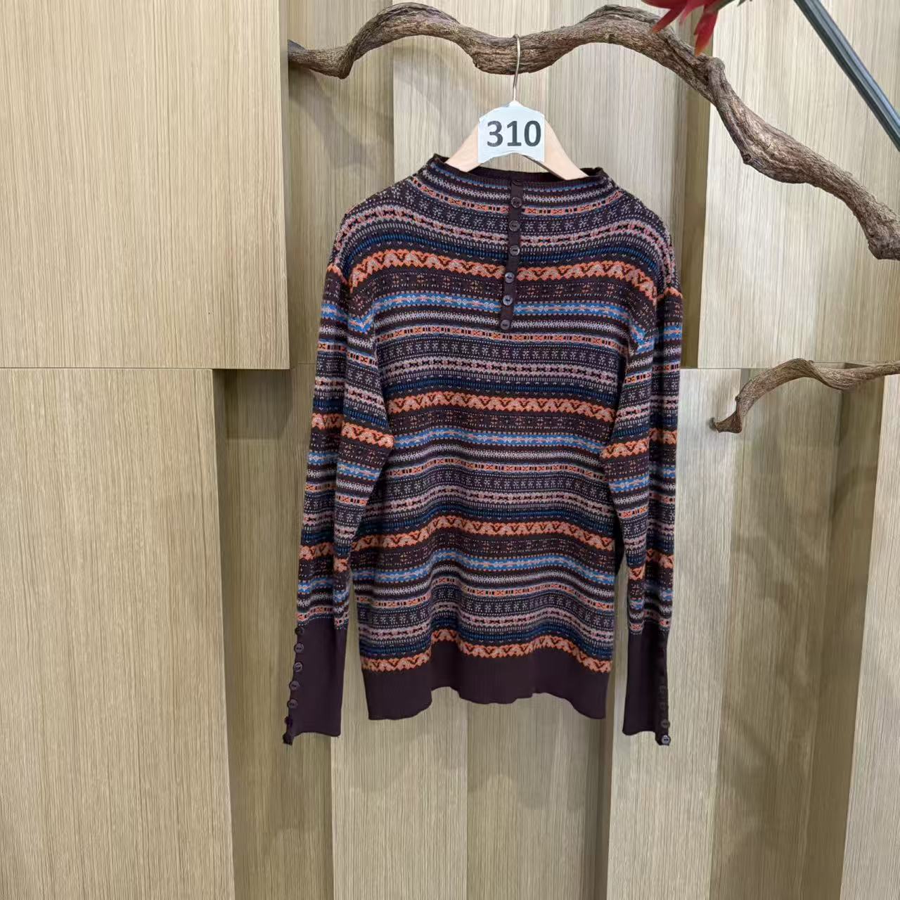 【嘉一定制】复古针织休闲减龄中高领名族风长袖秋季新款上衣310