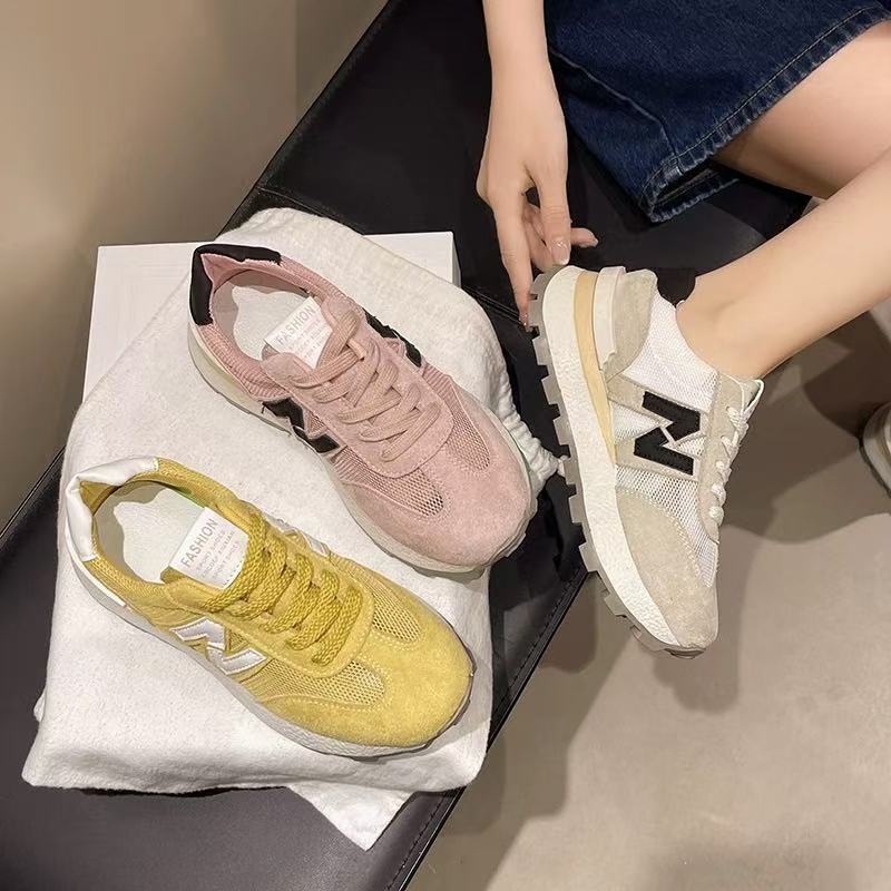 厚底阿甘鞋女2025夏季新款透气网面休闲跑步运动鞋增高轻便德训鞋