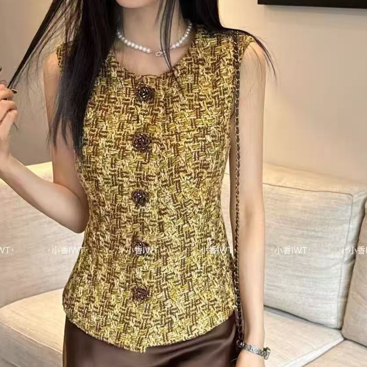 早秋新款 小香风修身马甲 名媛气质 贵妇风
