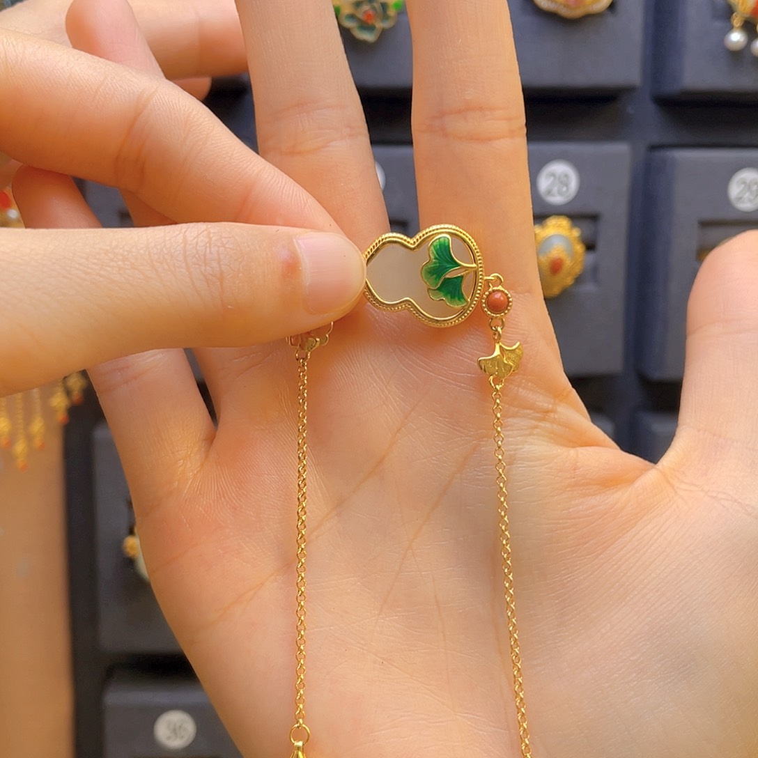 和田玉手链银S925镀金镶嵌