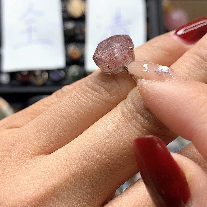 水晶水晶戒指银S925镶嵌