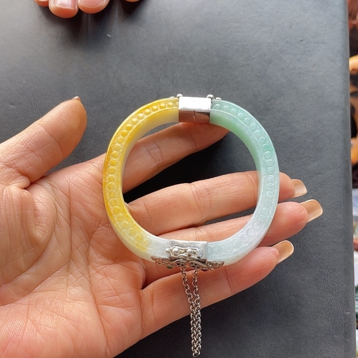 翡翠银S925镶嵌手镯666