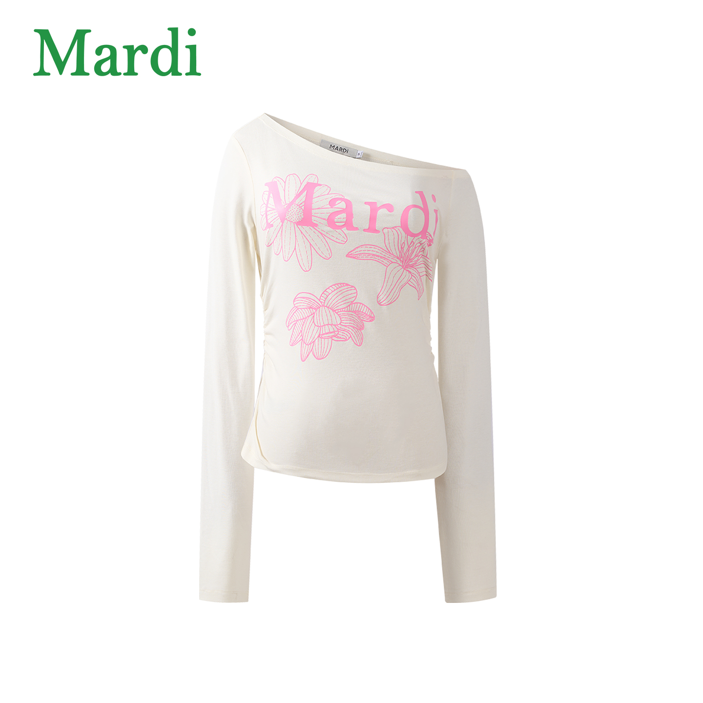 Mardi【飒玫】春秋新款露肩辣妹短款气质时尚百搭休闲一字肩长袖