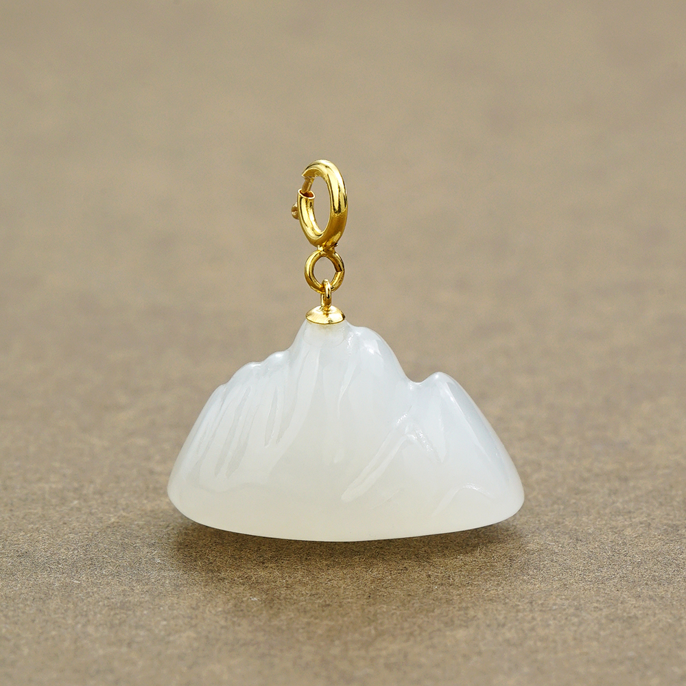 【有靠山】18K金和田玉小山百搭扣吊坠46582