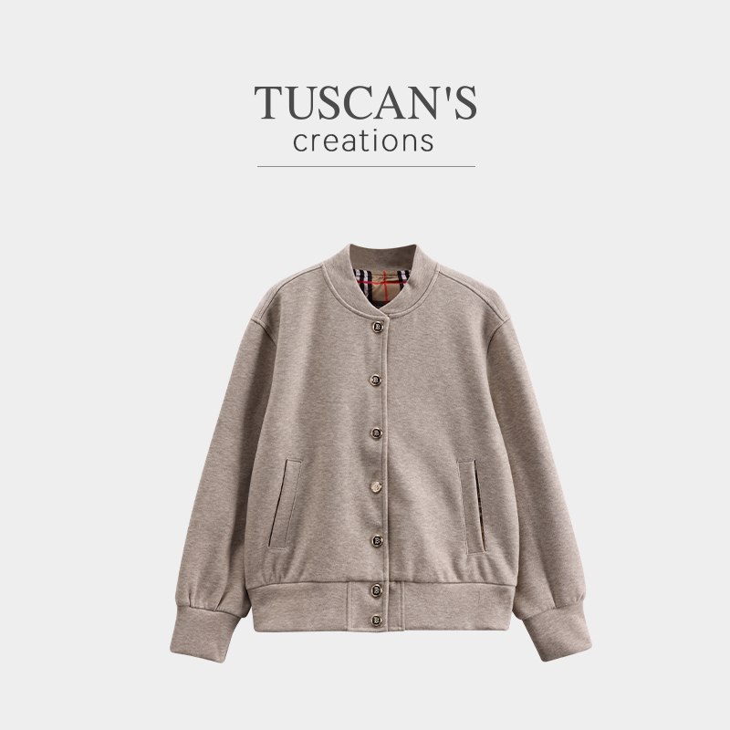 TUSCAN'S CREATIONS冬季时尚宽休闲短款秋季复古女士宽松夹克外套