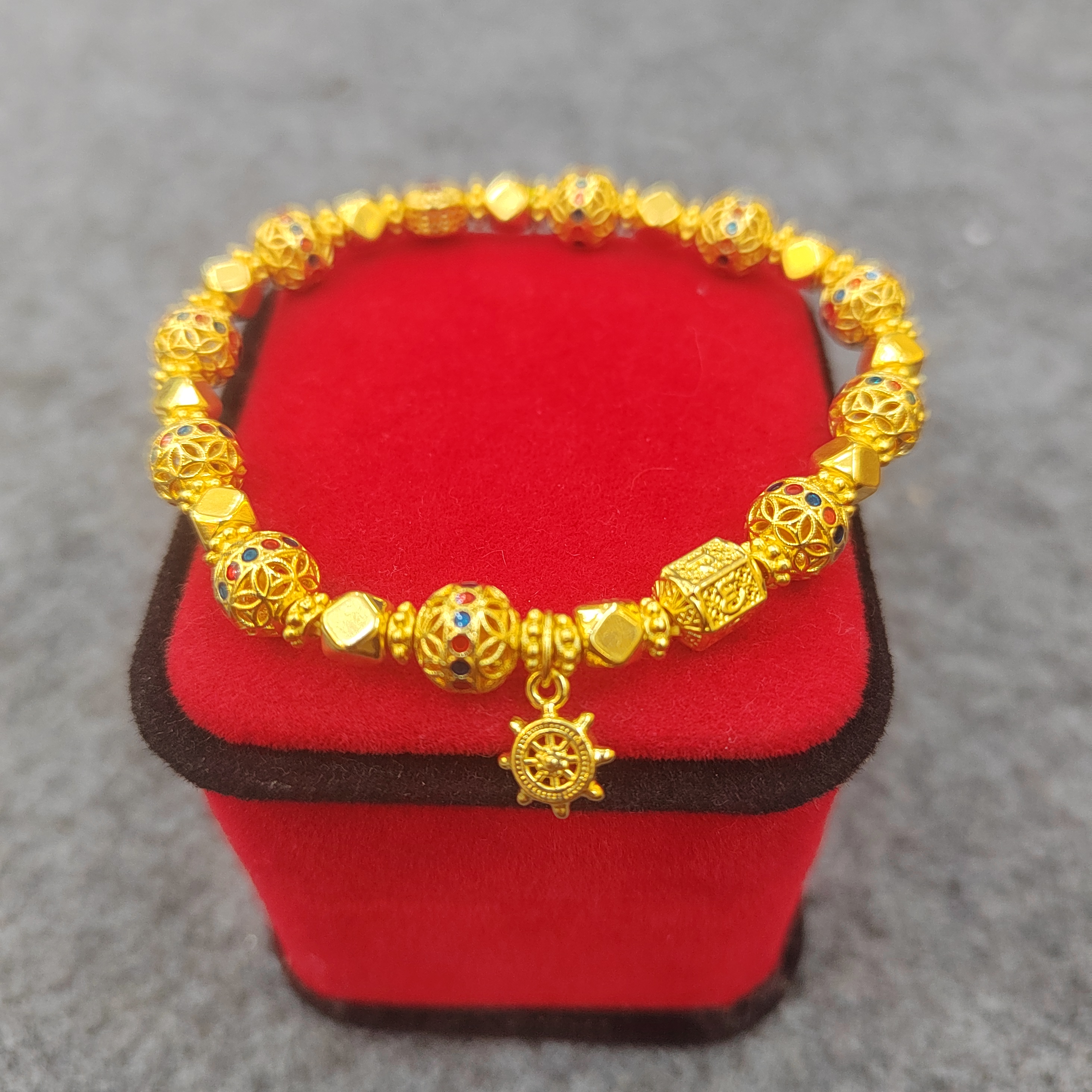 足金烧蓝镂空手串 真金 假一赔十  抖音国检证书有费用 理性下单